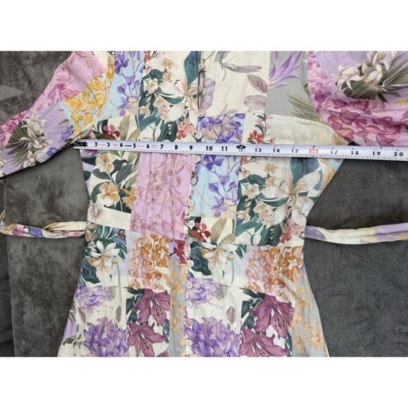 ZARA Floral Patchwork Linen Blend Long Sleeve Mini Dress Small 2725/119/330 - Picture 11 of 16